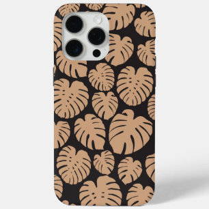 Coque iPhone 15 Pro Max Monstera en Tan et noir