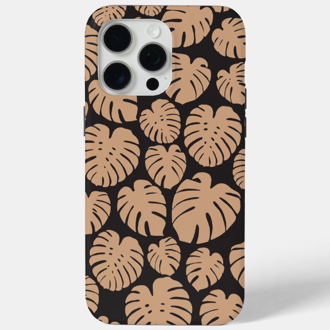 Coques Case-Mate iPhone Monstera en Tan et noir (Verso)