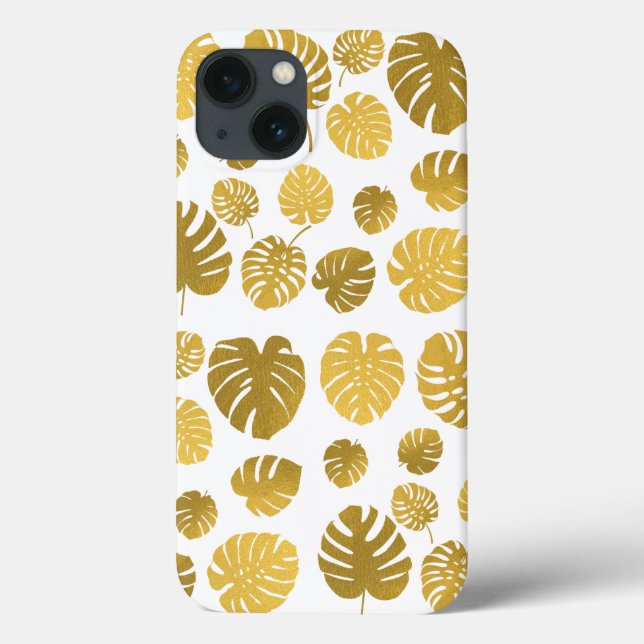 Coques Case-Mate iPhone Monstère d'or moderne Feuille Tropical Motif (Verso)