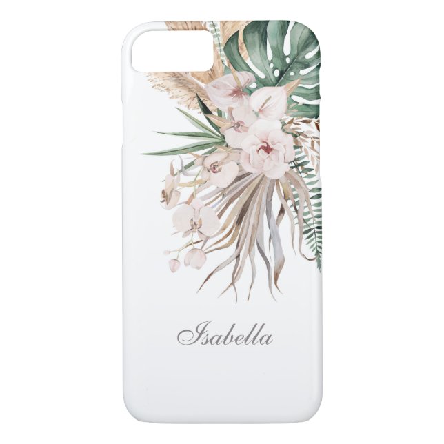 Coques Case-Mate iPhone Monstère tropicale et orchidée Nom personnalisé (Dos)