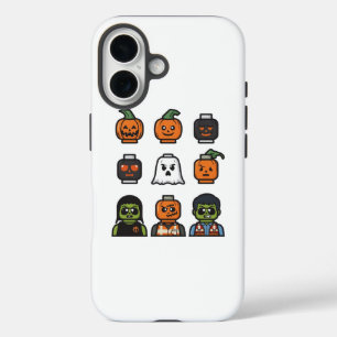Coque Pour iPhone 16 Monstre de tête de brique Halloween pour enfants