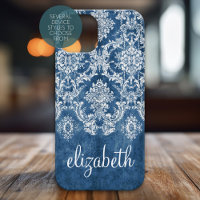 Moody Sapphire Blue Vintage Damask Nom du modèle
