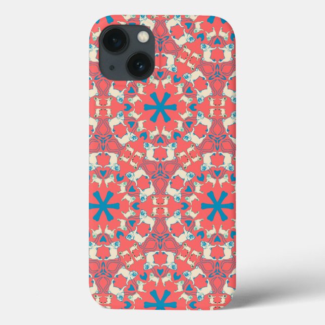 Coques Case-Mate iPhone Mops motifs sur corail (Verso)