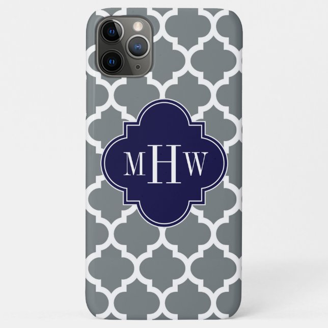 Coques Case-Mate iPhone Moroccan Charcoal White #5 Navy 3 Monogram initial (Dos)