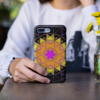 Mosaic Kaleidoscope Fleur orange rose et noir