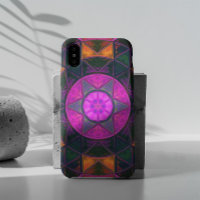 Mosaic Kaleidoscope Fleur rose violet et orange
