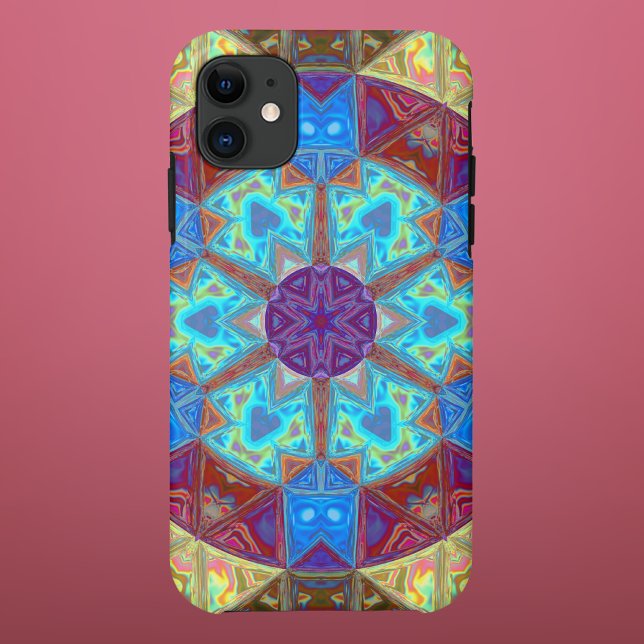Coques Case-Mate iPhone Mosaic Mandala bleu rose et jaune (Créateur téléchargé)