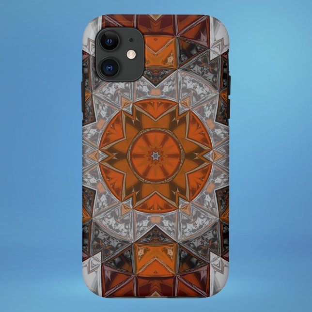 Coques Case-Mate iPhone Mosaic Mandala Fleur orange blanc et noir (Créateur téléchargé)