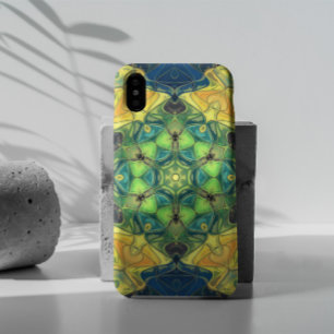 Case-Mate iPhone Case Mosaic Mandala Flower vert jaune et bleu