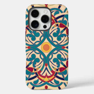 Coques iPhone 16 Pro Mosaïque andalouse minimale, Mandala-Motif