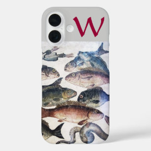 COQUES iPhone 16 MOSAÏQUE ANTIQUE DE POISSONS, MONOGRAMME DE LA VIE