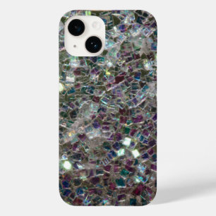 Coque Pour iPhone 14 Mosaïque argentée colorée scintillante