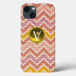 Case-Mate iPhone CASE MOSAÏQUE CHEVRONS MONOGRAMME JAUNE ROSE BLANC GEMM