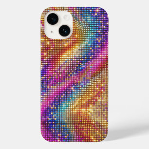Coque Pour iPhone 14 Mosaïque de disco arc-en-ciel vibrant paillettes s