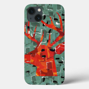 iPhone 13 Coque Mosaïque de silhouette de tête de cerf