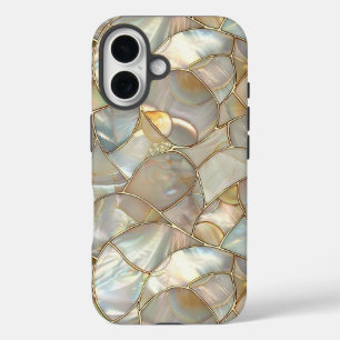 Coque Pour iPhone 16 Mosaïque d'or Mère de protection de perle