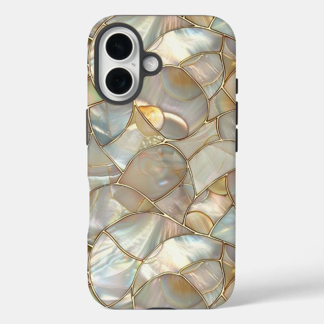 Coques Case-Mate iPhone Mosaïque d'or Mère de protection de perle (Verso)