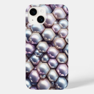 Coque Pour iPhone 14 Mosaïque géométrique en 3D iridescent perle hexago