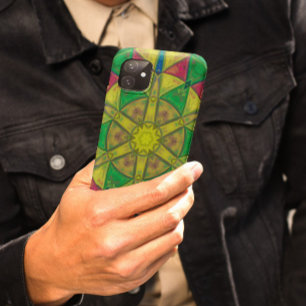 Case-Mate iPhone Case Mosaïque Kaleidoscope Fleur vert Jaune et rouge