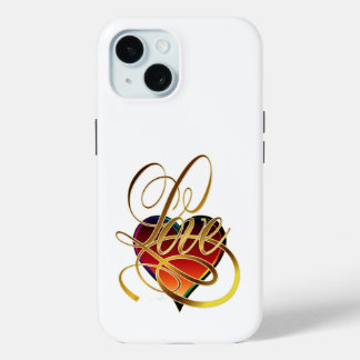 Coque Pour iPhone 15 Mot d'amour et coeur