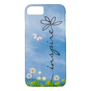 Case-Mate iPhone Case mot Inspirer dans l'herbe avec des fleurs