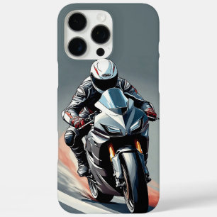 Coques iPhone 16 Pro Max Motard roulant sur une moto de sport sur une autor