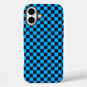 Coques iPhone 16 Plus Motif à carreaux bleu myrtille
