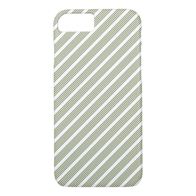 Coques Case-Mate iPhone Motif à cinq bandes vert et blanc olive (Dos)