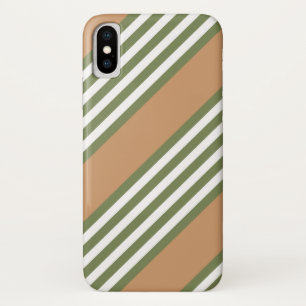 Case-Mate iPhone Case Motif à cinq bandes vert olive et blanc avec bronz