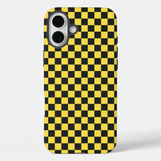 Coques iPhone 16 Plus Motif à damier jaune et noir