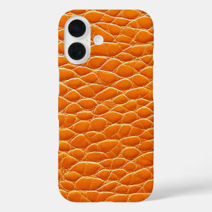 Coque Pour iPhone 16 Motif à effet de cuir orange