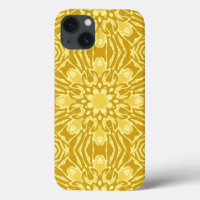 Motif à fleurs Mandala - Or de moutarde et Jaune
