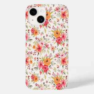Coque Pour iPhone 14 Motif à fleurs Orange Doodle Garden