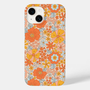 Coque Pour iPhone 14 Motif à fleurs Orange Retro