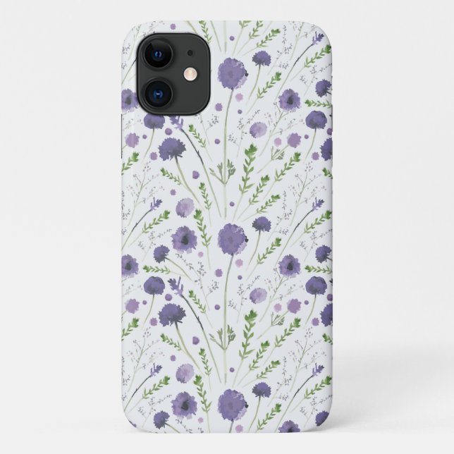 Coques Case-Mate iPhone Motif à fleurs vert pourpre (Dos)