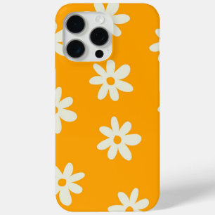 Coque iPhone 15 Pro Max Motif à fleurs Yellow White Retro