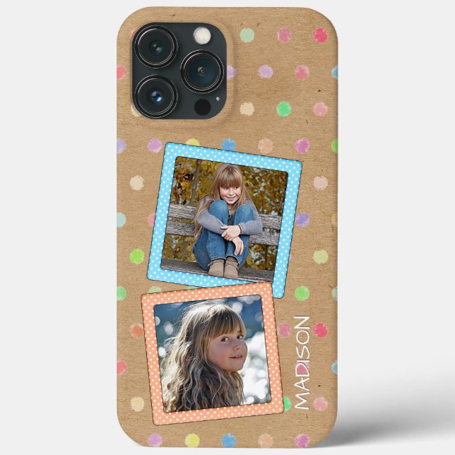 Coques Case-Mate iPhone Motif À petits pois Sur Faux Kraft (Verso)