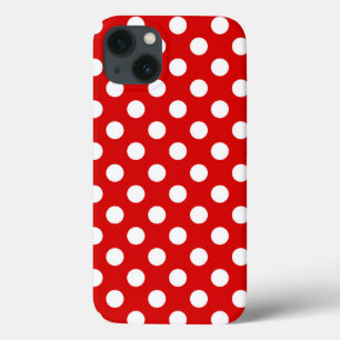 Etui iPhone 13 Motif à points Polka blanc et rouge super mignon