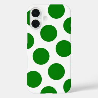Coque Pour iPhone 16 Motif à points Polka blanc et vert