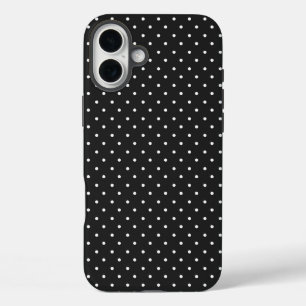 Coques iPhone 16 Plus Motif à pois noir et blanc sans couture