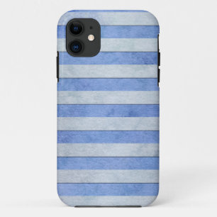 Coques Pour iPhone Motif à rayures aquarelle bleu clair et gris