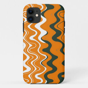 Coque Case-Mate Pour iPhone Motif à rayures ondulées (orange, blanc, gris)