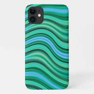 Case-Mate iPhone Case Motif à rayures ondulées vertes et bleues