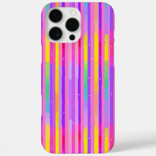 Coques iPhone 16 Pro Max Motif à rayures pastel rose violet