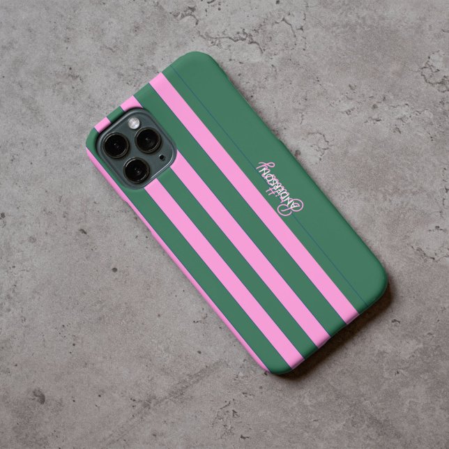 Coques Case-Mate iPhone Motif à rayures vertes et roses Personnalisé (Créateur téléchargé)