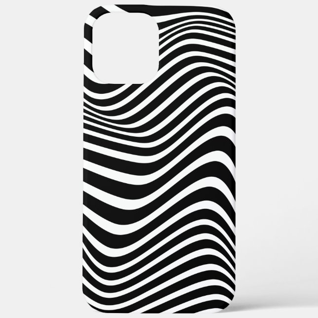 Coques Case-Mate iPhone motif Abstrait avec lignes ondulées noir et blanc (Verso)
