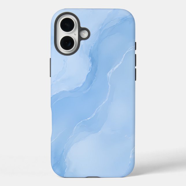 Coques Case-Mate iPhone Motif Abstrait de Marbre Bleu Clair (Verso)