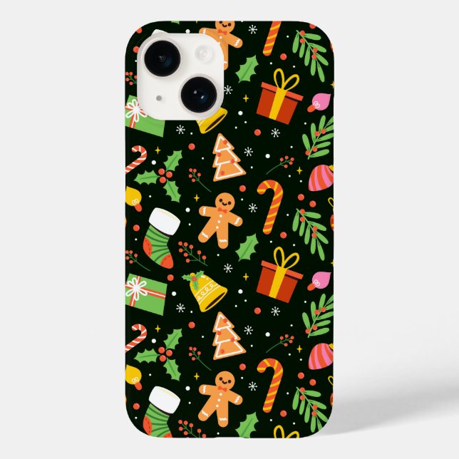 Coques Case-Mate iPhone Motif Abstrait de Noël vert foncé (Verso)
