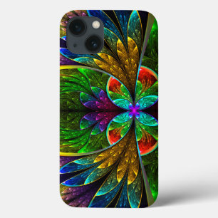 Etui iPhone 13 Motif Abstrait en verre à taches florales