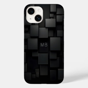 Coque Pour iPhone 14 Motif Abstrait géométrique noir Monogramme